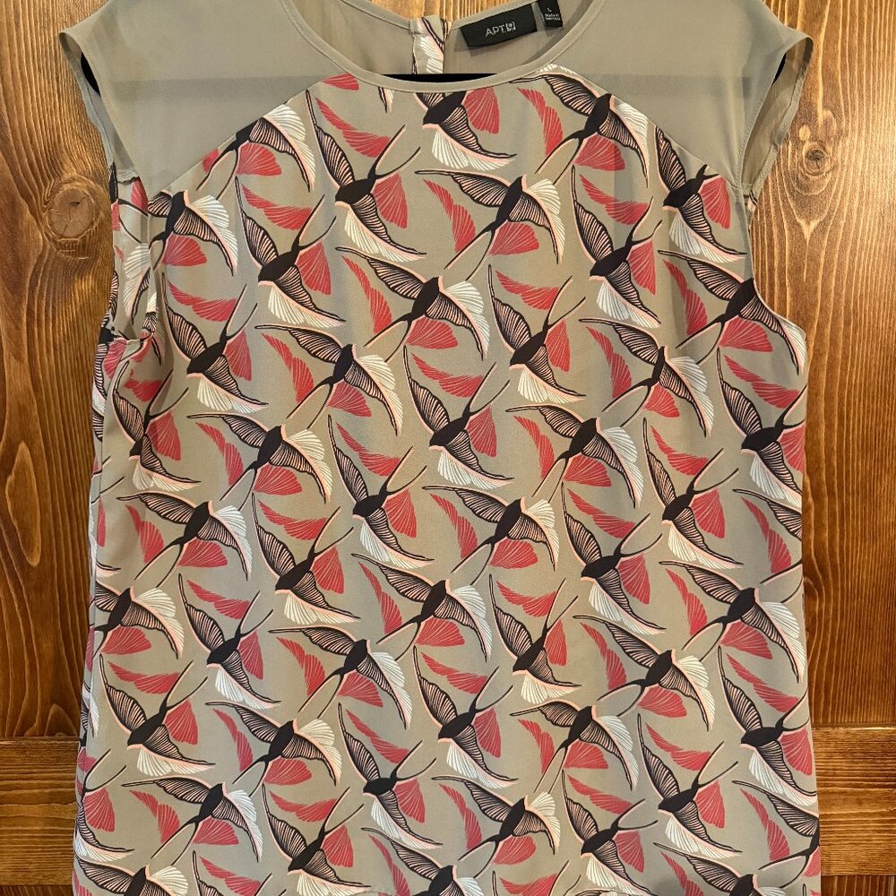 Apt. 9 Flowy Tank Top w/ Sheer Shoulders & Button‑Back Size Large